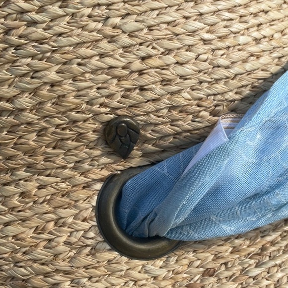 Helen Kaminski Wide Brim Raffia Hat with Light Blue Scarf - Picture 3 of 10